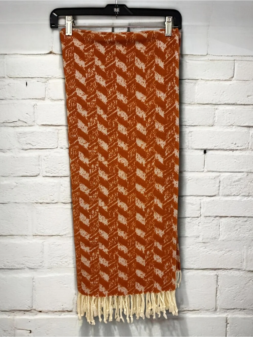 Threshold soft woven throw with knotted tassels. 60”x50”.